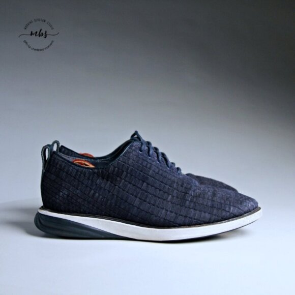 Cole Haan Grand Evolution Woven Oxfords Navy Men 8.5 - Picture 1 of 13